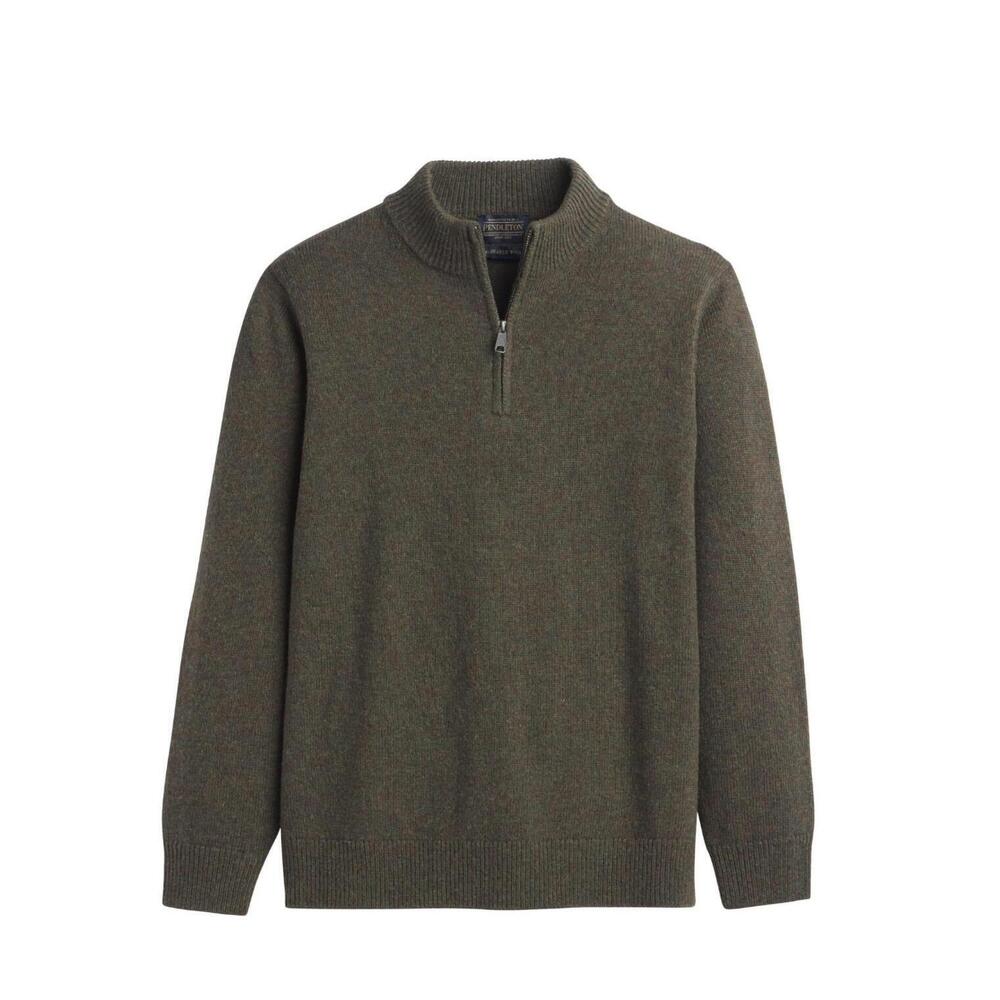 NEW PENDLETON men's wool quarter zip sweater in camo heather